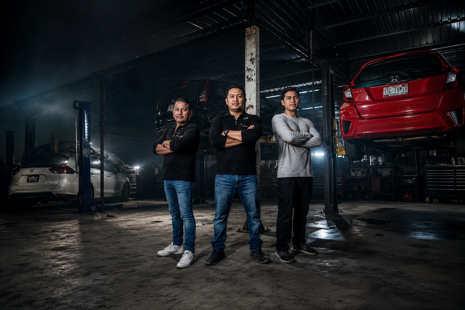 Equipo de THRUST Servicio Automotriz en el taller